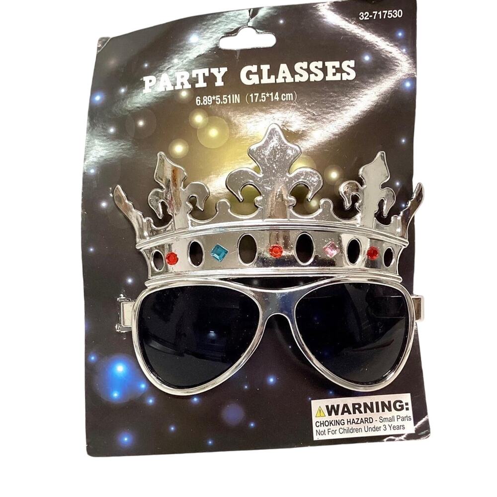 Silver jeweled crown sunglasses party